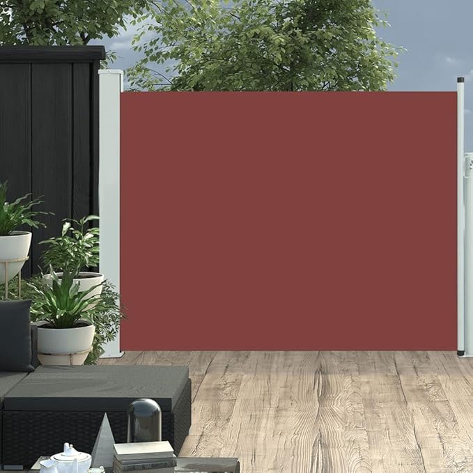 YAFF Patio Retractable Outdoor Folding Privacy Divider, Water & UV Resistant Sun Shade Privacy Wind Screen for Garden, Backyard, Balcony, Terrace 55.1"x196.9" Brown
