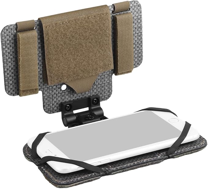 Let Me Be Airsoft Plate Carrier Molle Phone Carrier Outdoor Lightweight Navigation Board，Wide Angle Foldable Phone Holder Chest Rig Hovering Mount Tactical Vest Accessory (Coyote Brown)