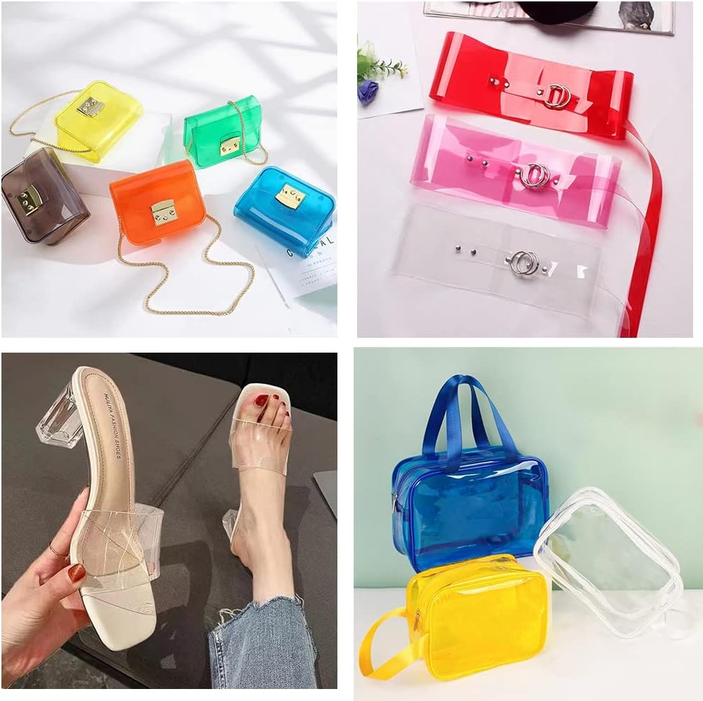 HYANG ForestGreen Transparent PVC Super Clear Holographic Vinyl Faux Leather Sheets 1 Roll 12" x 47" (30cm x 120cm) for DIY Bows Earrings Bags DIY Crafts Making