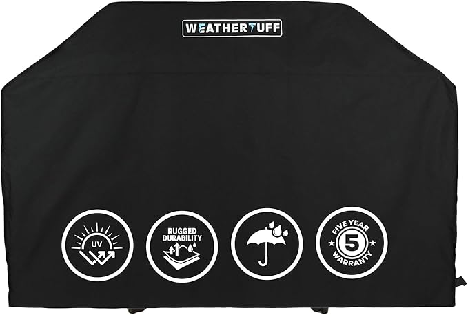 All Season Universal Heavy Duty Standard Grill Cover, Hi-Tech Premuim Quality | Anti-UV, Waterproof & Wind Resistant - Outdoor Barbecue Grilling & Storage, 68" L x 24" W x 48" H | Black