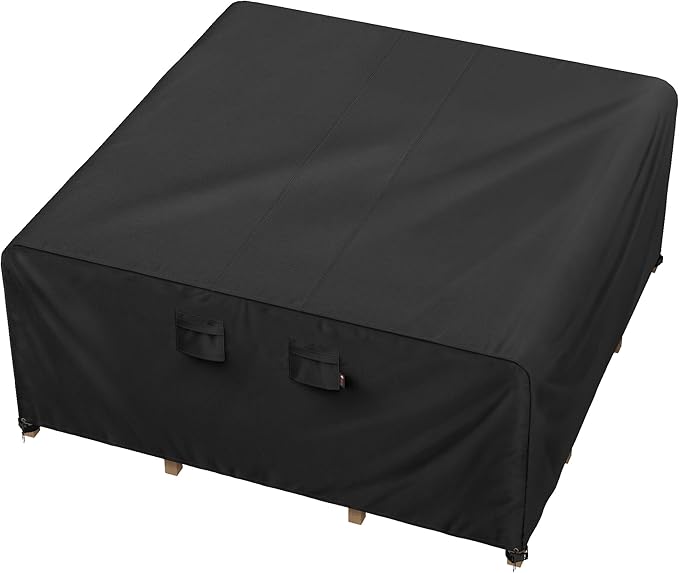 iBirdie Outdoor Patio Furniture Set Covers 110 x 110 inch Waterproof Weatherproof Square Cover, Heavy Duty 600D for Outside Dining Table and Chairs fit 9 x 9 ft, 108 x 108, 106 x 106 inch