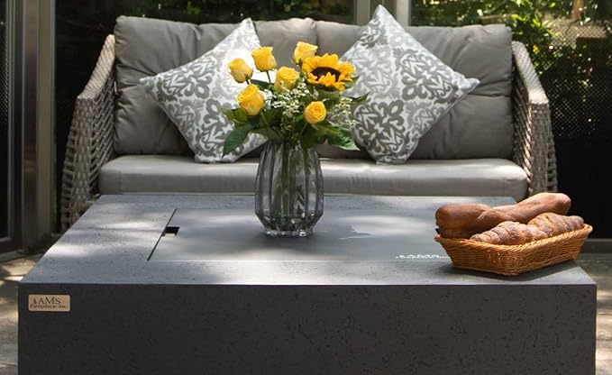 AMS Fireplace | Powder Coated Fire Pit Burner Lid for Brooklyn FireTable (Dark Gray) | Weather-Protected | Easy to Clean | No Assembly Required