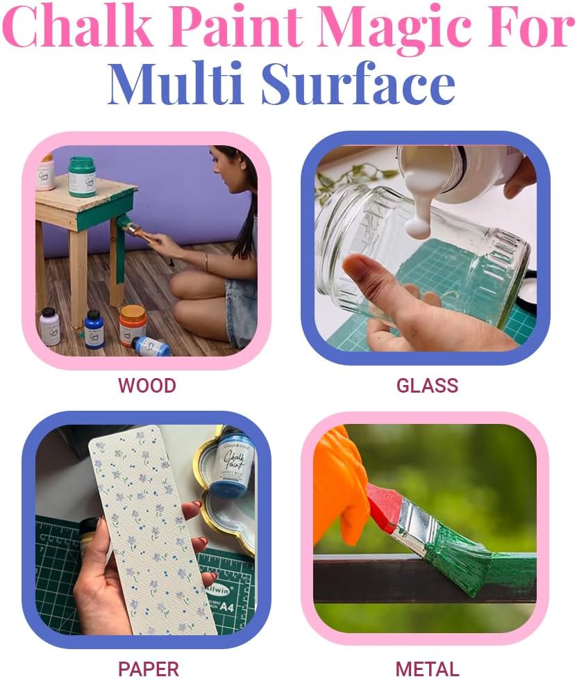 GRANOTONE Chalk Paint for Furniture | Matt-Finish Water-Based Acrylic Paint for Wood, Walls, Metal, Glass, Paper, Fabric Canvas | Maximum Coverage Chalk Paint for Kids & Adults, 250 Ml (NUT BROWN)