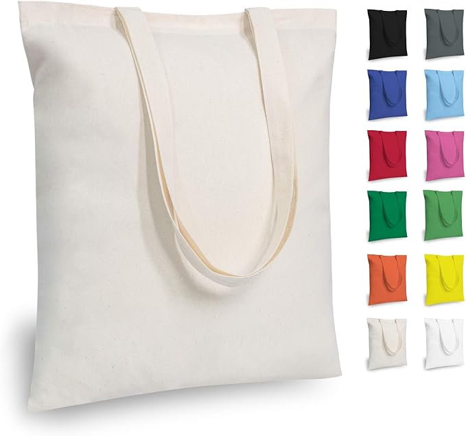 TOPDesign 5 | 12 | 24 | 48 | 192 Pack Economical Cotton Tote Bags, Lightweight Medium Reusable Grocery Shopping Cloth Bags, Suitable for DIY, Advertising, Promotion, Gift, Activity (5-Pack)