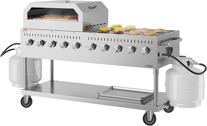 KoolMore 72 in. Commercial Outdoor Propane Gas Grill with 36 in. Pizza Oven, ETL Listed in Stainless-Steel (CGKIT7-P36)