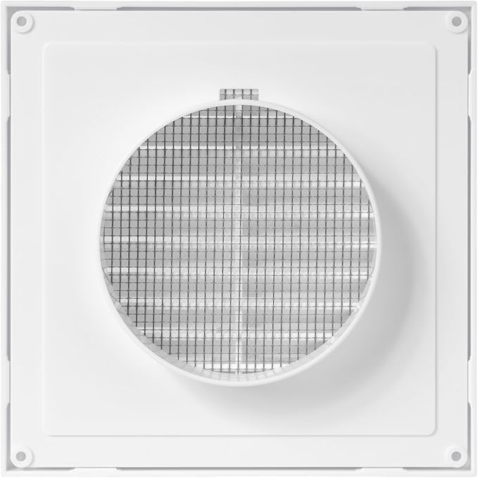 White 4" Inch Ventilation Grille - Inside/Outside use - (Flange 3.9"Ø/Cover 6.7"x6.7") - Air Vent Louver - Exhaust Hood - Available 3 Sizes / 4 Colors, White