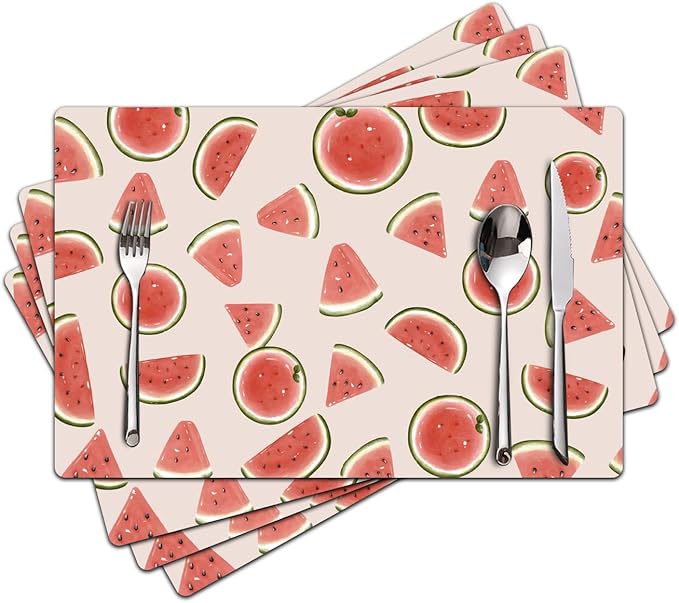 Placemats Set of 4 - Faux Leather Heat Resistant Placemats for Dinner Table, Non-Slip Waterproof Oil-Proof Washable Reusable Placemat for Indoor Outdoor Kitchen Decor, 15.75In*11.81In