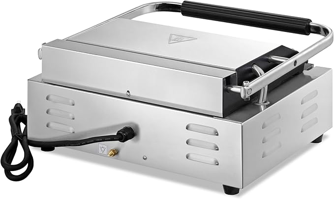 KWS FM-17 1700W Electric Panini Press Maker with Smooth Top & Bottom Plates Sandwich Toasting Grill – 13.5″ X 9.25″ Cooking Surface