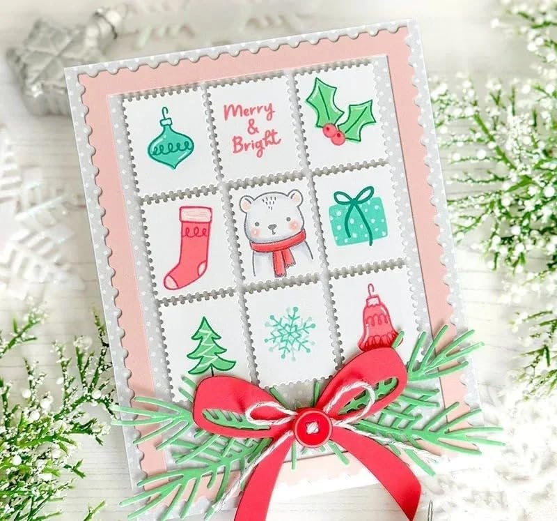 Lapoo Flowers Metal Cutting Die for Scrapbooking - Durable, Cut Stencils for DIY Scrapbook Photo Album Decorative Paper Card, Card Making Supplies, Embossing (9-Box Grid 5.5 x 4.3 in)