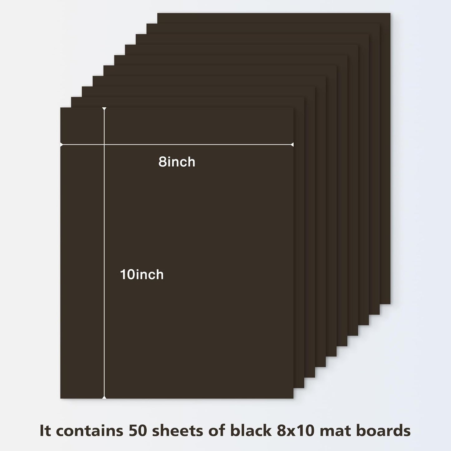 Golden State Art, 8x10 Uncut Photo Mat Matboard - Black Uncut Mats for DIY Projects, Presentation Boards, Art Crafts, Prints, Frames (50 Pack)