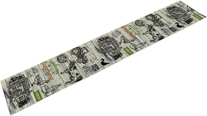 Farmhouse Cow Table Runner, Retro Rustic Country Barn Cottage Rooster Cow Animal Plank Coffee Table Center Decor for Home Kitchen Dining Patio Holiday Party Indoor Outdoor Table Decorations 13"x90"