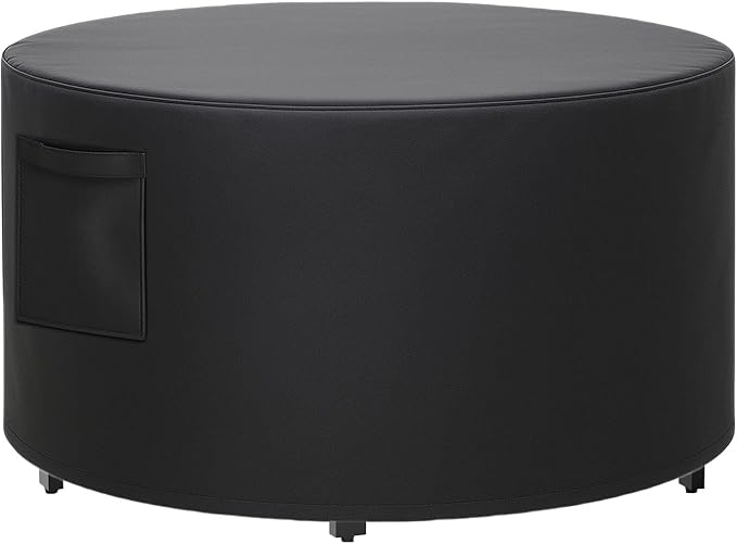 50" Dia X 24" H Fire Pit Round Cover, Outdoor Firepit Cover for 48-50 inch Fire Pit Table, Heavy Duty Polyester with PVC Coating Material, Waterproof, Tear Resistant with Drawstring, Air Vent
