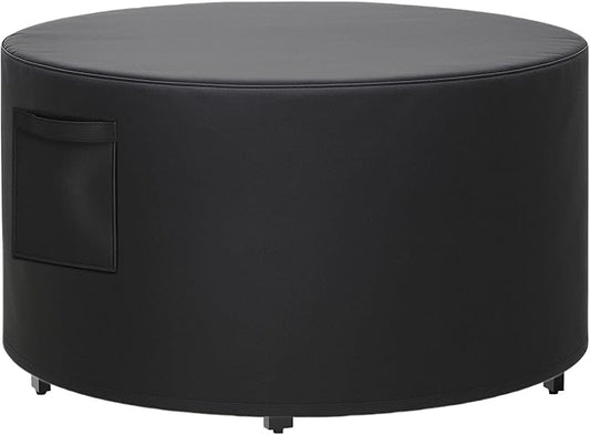 50" Dia X 24" H Fire Pit Round Cover, Outdoor Firepit Cover for 48-50 inch Fire Pit Table, Heavy Duty Polyester with PVC Coating Material, Waterproof, Tear Resistant with Drawstring, Air Vent