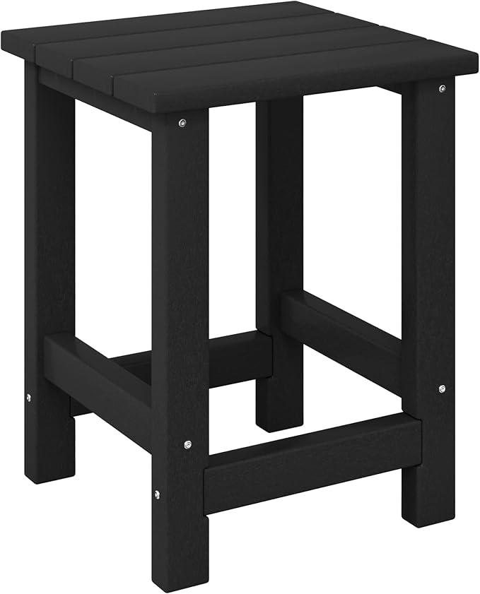 Costaelm Kids Outdoor Side Table, Small Patio HDPE Adirondack Square Table, Porch End Table for Outside Pool Garden, Black