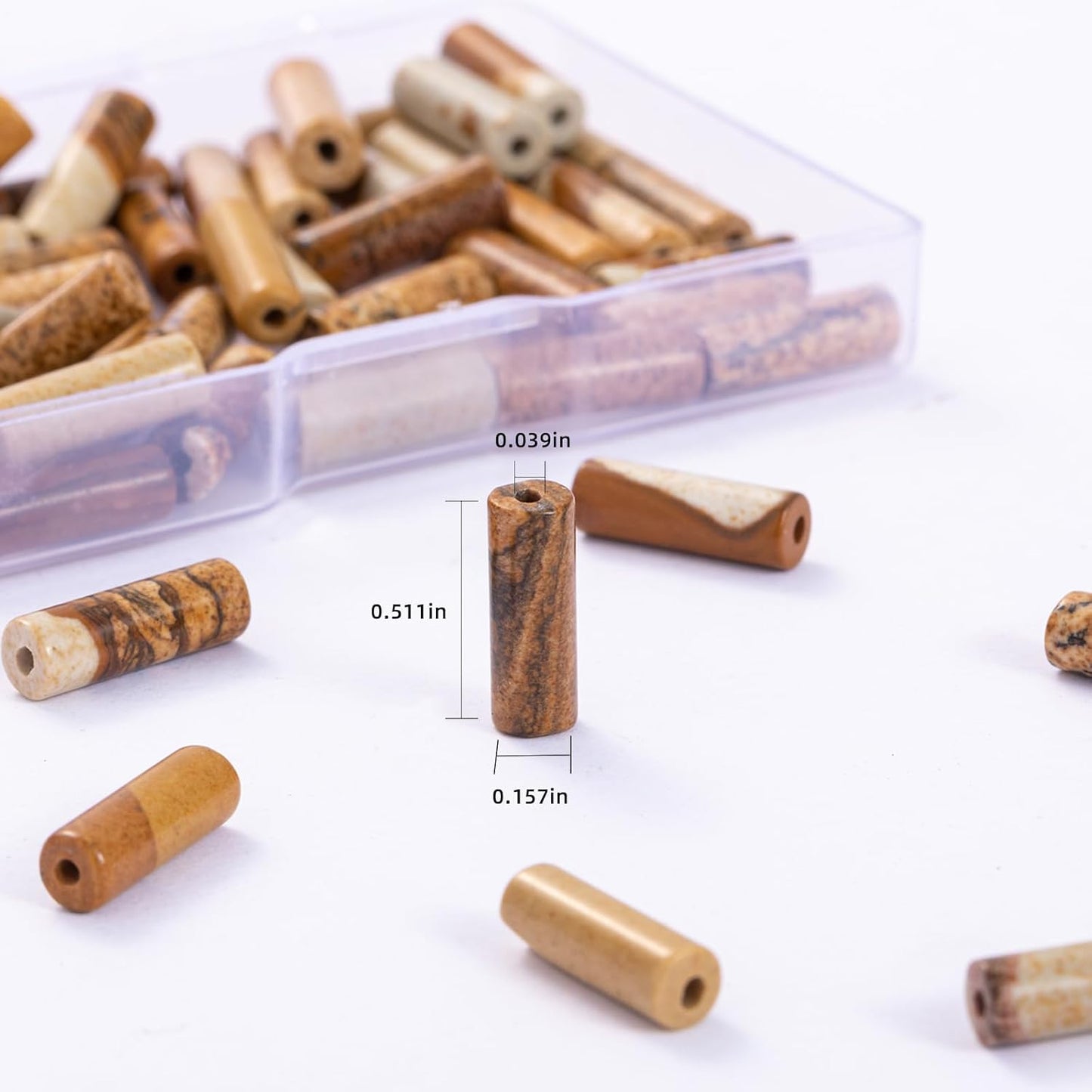 Natural Blown Picture Stone Cylinder Tube Beads 4x13mm 38cm/str Loose Semi Gemstone Stone Beads for Making Bracelets Necklace Earrings