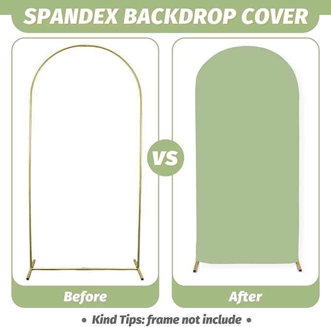 MODFUNS Set of 3 Arch Cover Sage Green Spandex Arch Cover Fitted Wedding Arch Covers 4ft 5ft 6ft Balloon Arch Stand Cover Double Sided Rustic Stretchy Cover for Party Wedding Banquet Arch Decor