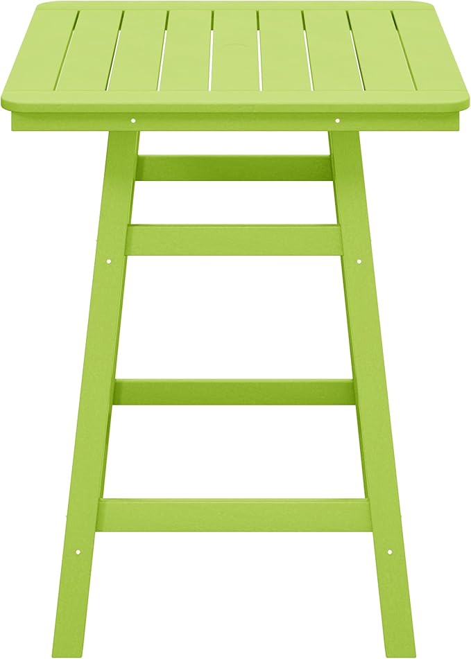 Costaelm Outdoor Bar Table, 37" Counter Height Square Patio Cocktail Bar Table with Umbrella Hole, Patio Bistro Dining Pub Table for Front Porch Deck Backyard Garden, Lime