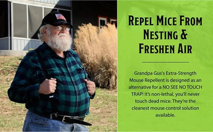 Grandpa Gus's Natural Mouse Repellent Pouches, Cinnamon/Peppermint Oils Repel Mice from Nesting in Home/Cabin/Boat/Car Storage/RV/Machinery/Shed (16 Pouches)