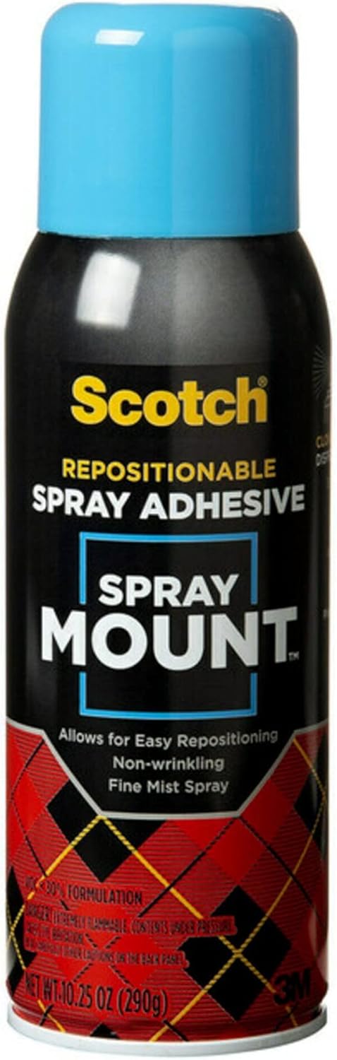 Scotch Spray Mount Repositionable Adhesive, 10.25 oz – Removable/Restickable Spray Glue for Layouts, Mock-Ups, Photos & Crafts (Acid-Free, Clear Drying)