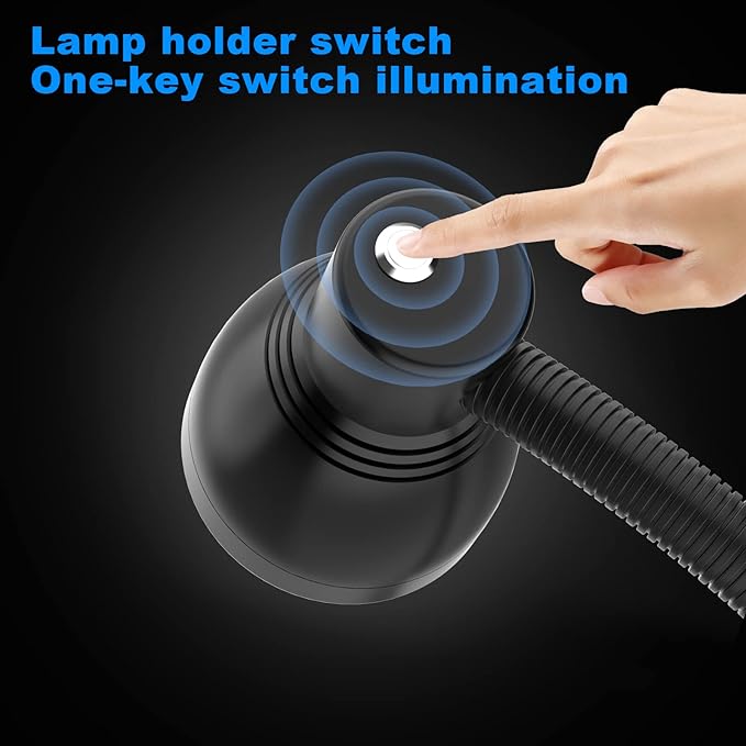 Flexible Work Light, 12W Machine Light, 1200 Lumen Flexible Work Light for Lathe milling Machine, Drilling Machine, Industrial Lighting, Workbench Lighting (1200LM Screw Mount Base)