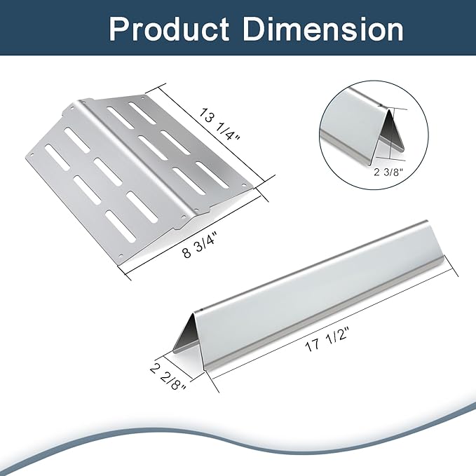 17.5" Flavorizer Bars and 13.26" Heat Deflectors for Weber Genesis 300 Series Grills with Front Control Knob, Genesis S310 S320 S330 E310 E320 E330,for Weber 7620 7621