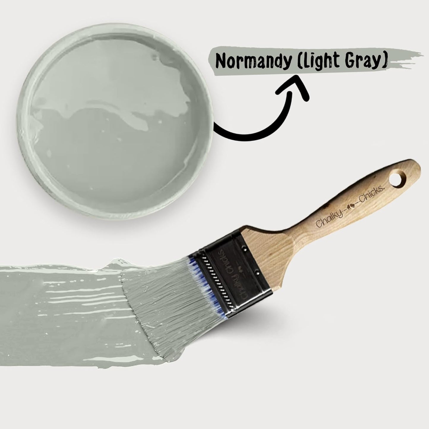 Chalky Chicks All-in-One Chalk Paint for Furniture or Cabinet - 8 Fl Oz - Matte Finish Normandy (Light Gray) for Metal, Wood Furniture Paint - No Sanding All-in-One for Home Decor & Crafts, USA Made