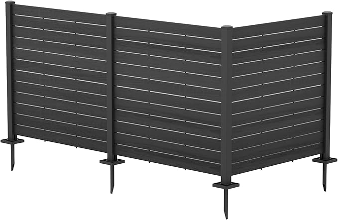 Kozyard 50" W x 48" H Outdoor Privacy Screens Aluminum Post, Air Conditioner Fence Panels, Pool Equipment Enclosure, Trash Can Screens Fence Kit for Outside Backyard Patio 4Panels