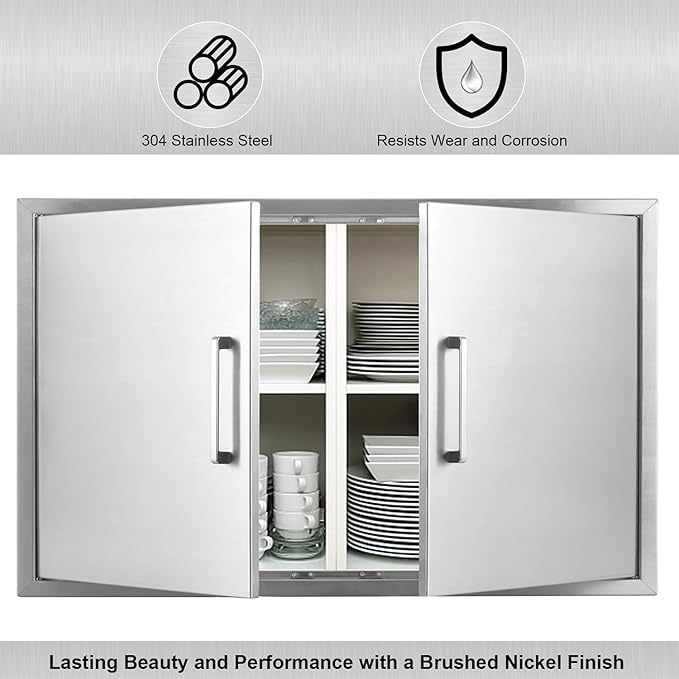 Outdoor Kitchen Door, 36" W23 H Outdoor Kitchen Access Door, Stainless Steel BBQ Double Door, Available for Outdoor Kitchen Island or Outdoor Kitchen.