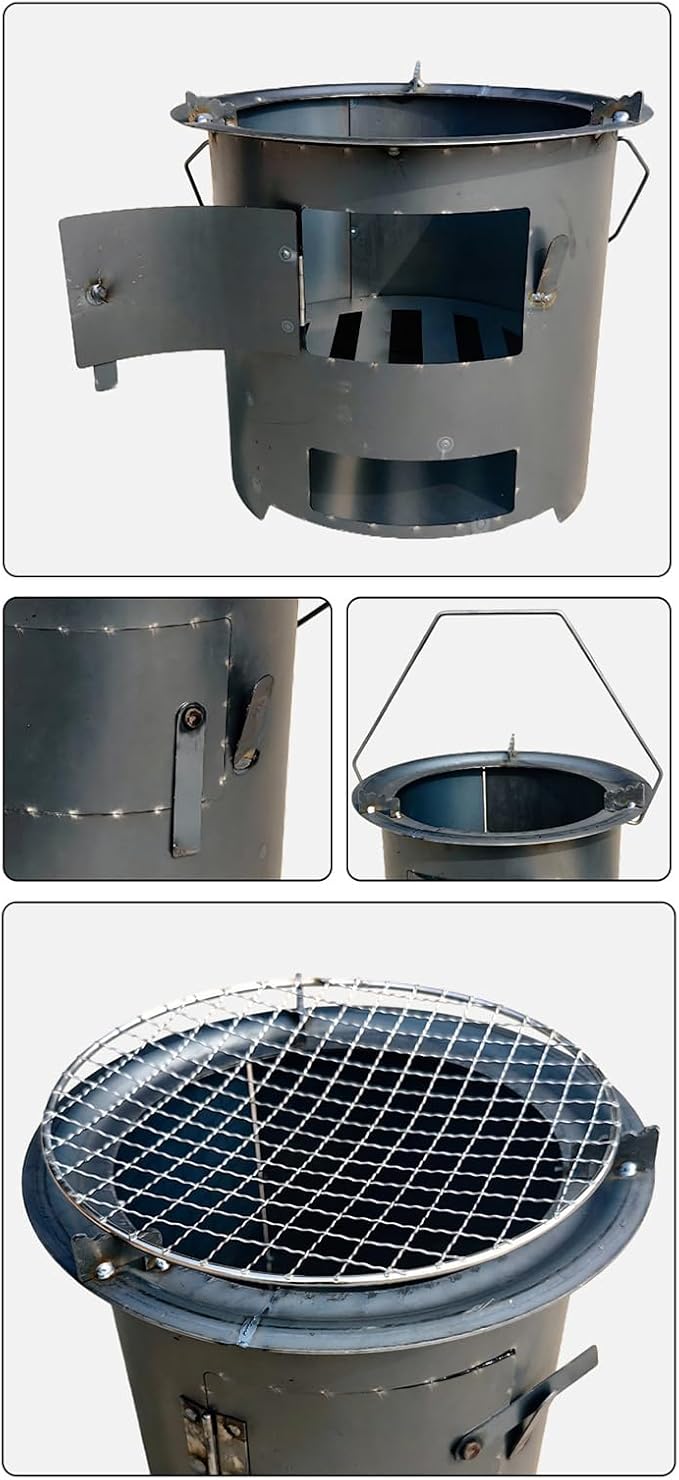 Rocket Stove Camping – Outdoor Wood Burner | Portable Outdoor Cookware With Grill And Tongs, Ideal For Survival, Backpacking, Hiking, RV Travel, Preparedness, Bonfires, Patio, Cooking Advent