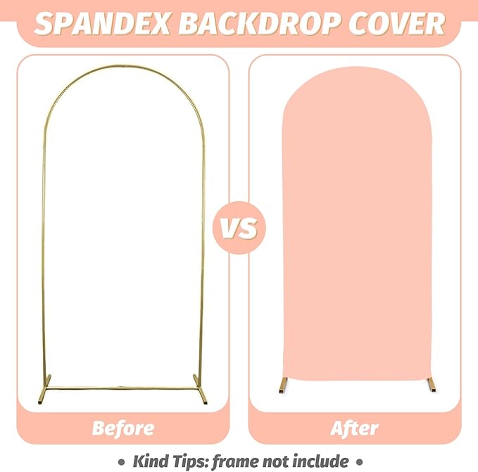 MODFUNS Wedding Arch Cover Set of 3 Dusty Rose Spandex Arches Cover 5ft 6ft 7ft Round Top Arch Backdrop Covers 2-Sided Arch Stand Covers Stretchy Arched Wall Backdrop for Happy Birthday Party Decor