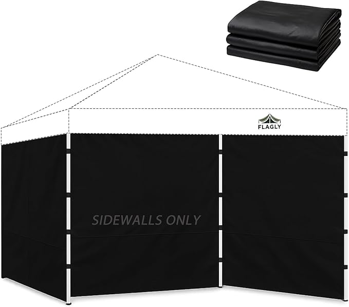 Instant Canopy Sidewalls for 10x10 Pop Up Canopy Tent, 300D Waterproof Material for Outdoor Events, Vendor Booths, and Privacy (Sidewalls Only, Canopy Not Included)(Black, 10x10ft-3pcs)