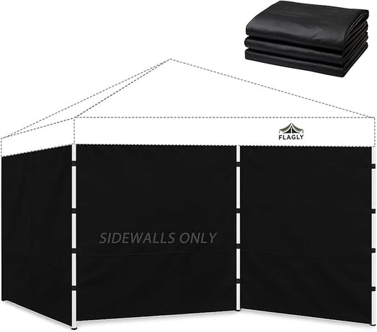 Instant Canopy Sidewalls for 10x10 Pop Up Canopy Tent, 300D Waterproof Material for Outdoor Events, Vendor Booths, and Privacy (Sidewalls Only, Canopy Not Included)(Black, 10x10ft-3pcs)