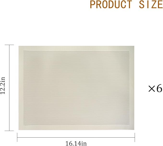 Placemats Set of 6,Faux Leather Placemats,Waterproof - Wipe Clean - Heat Resistant Anti-Slip placemats,Suitable for Indoor - Outdoor - Parties 16.14’’×12.2’’