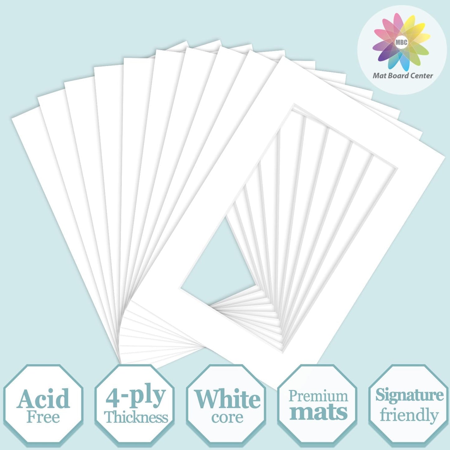 MBC MAT BOARD CENTER, 10 Pack 4x6 for 3x5 White Picture Mats Frame Mattes, Bevel Cut, Acid Free, 4-ply Thickness