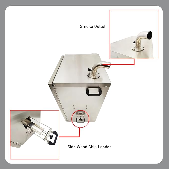 Electric BBQ Meat Smoker Commercial Vertical Digital Side Wood Chip Loader Grill Sausage Smoke Oven 5 Detachable Racks 110V 95-248℉