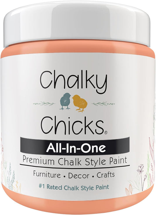 Chalky Chicks 8 Fl Oz Matte Gingers Blush Pink (Blush/Orange) Chalk Paint for Furniture Without Sanding - No Prep Furniture Paint No Sanding All in One for Crafts, Walls, Cabinet, Metal, Dresser