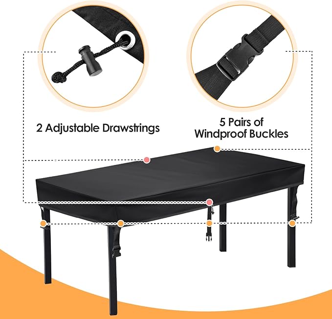 TOHONFOO Rectangular Patio Table Cover - Waterproof Anti-UV Outdoor Table Cover - Outdoor Patio Furniture Cover 72" L x 35" W x 6" H