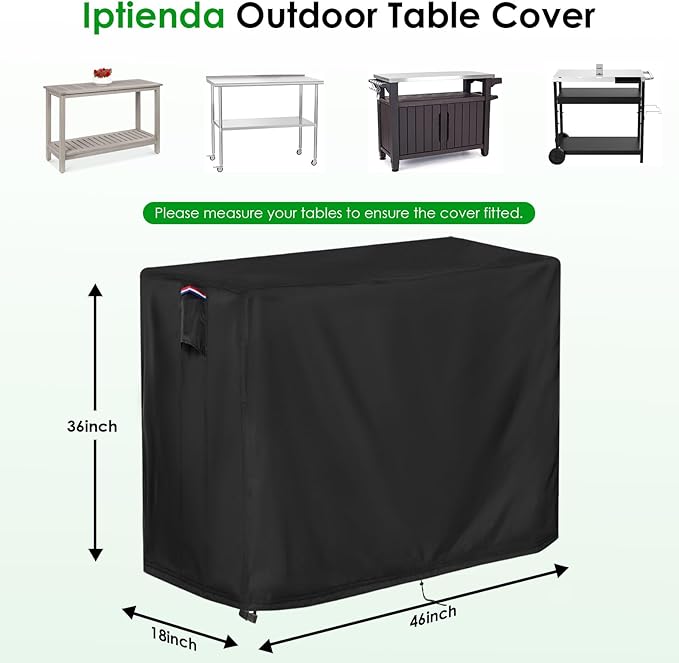 Outdoor Table Cover for Outdoor Bar Buffet Table, 46inch Patio Table Cover Waterproof for Bar Height Patio Furniture,Grill Cart-46"L x 18"W x 36"H