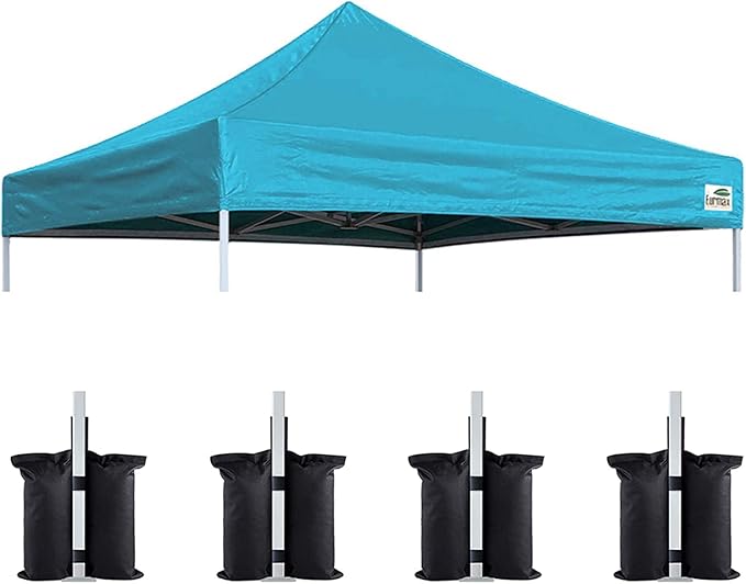 Eurmax USA New 10x10 Pop Up Canopy Replacement Canopy Tent Top Cover, Instant Canopy Top Cover ONLY, Choose 30 Colors,Bonus 4PC Pack Weight Bag (Turquoise)