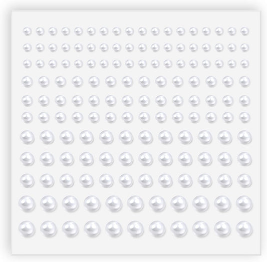 Pearl Stickers Self Adhesive Hair Pearls Gem White Jewel Sticker for Making Hair Decor Face,Body, Nail, Phone Art Craft Scrapbooking Embellishments Assorted Size 3mm/4mm/5mm/6mm (165)