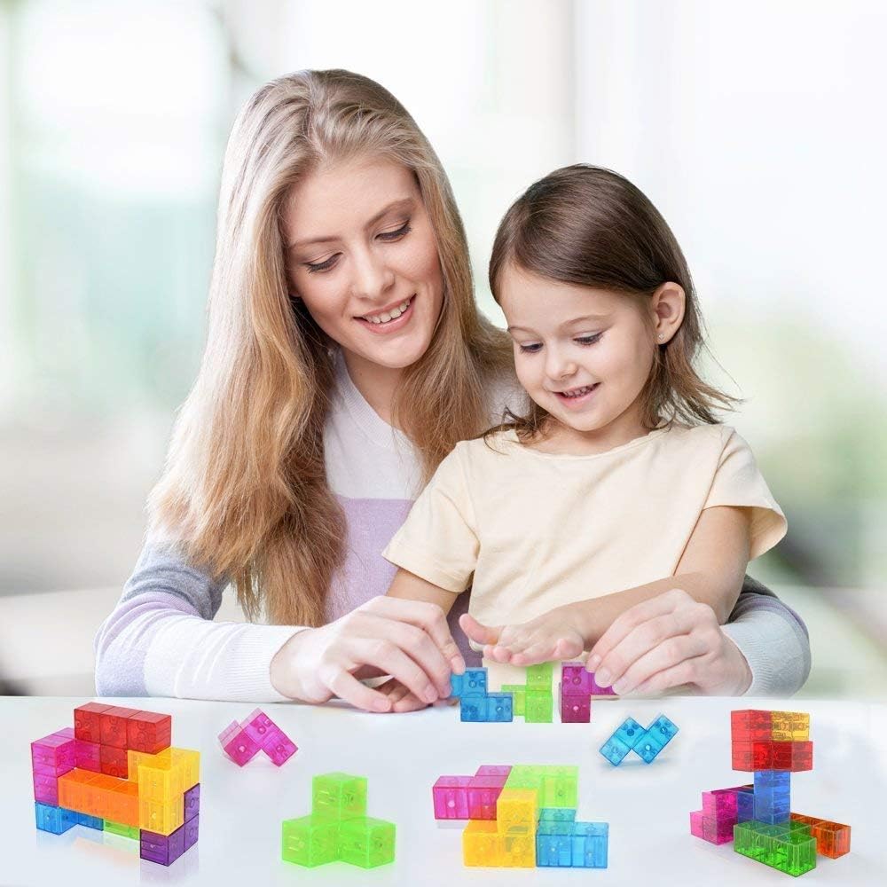 Magnetic Soma Cube Block- Children's Educational Toys Magnetic Tiles for Kids Stress Relief Toy Puzzle Cubes to Develops Intelligence, Ideal for Birthday Gifts (Opaque)