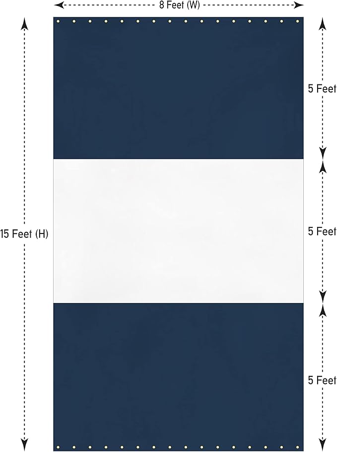 Covers & all Outdoor Clear Panel Curtain, 12 oz Vinyl Outdor Curtains for Patio, Waterproof & Weather Resistant Tarp with Brass Grommets for Pergola, Porch, Gazebos, Balcony (15’ H x 8’ W, Blue)