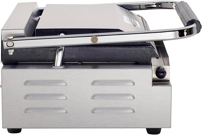 Kratos Commercial Electric Panini Sandwich Grill with Smooth Plates, 14" x 9" Cooking Surface, Commercial Countertop Panini Press, 120V, 1750W (29Y-021)