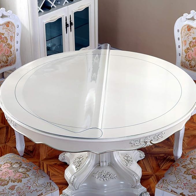 Circle Plastic Desk Cover Protector Office Art Table Pad Clear Plastic PVC Tablecloth Rectangle Protective Top Cover PVC Vinyl Cloth Dining Living Room Protection Pad Water Oil Resistant Round 16 Inch