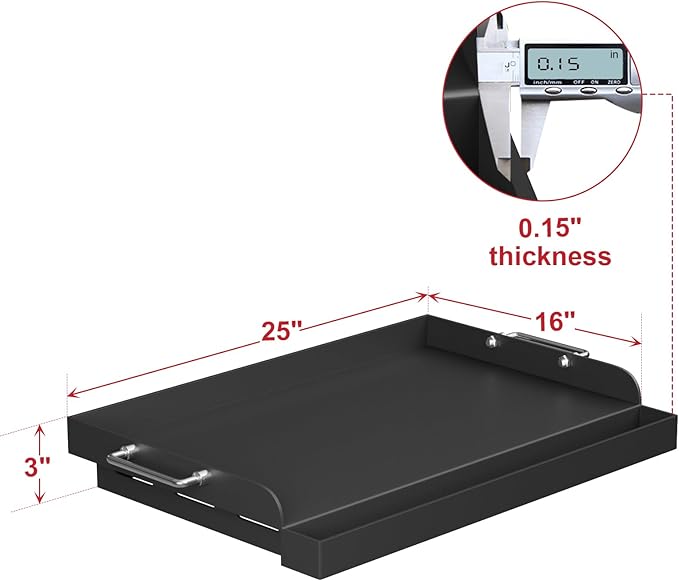 25" x 16" Nonstick Griddle for Gas Grill, Universal Flat Top Griddle Plate for BBQ Gas Stove Charcoal, Carbon Steel Coating Cooking Stovetop Insert for Camping Tailgating