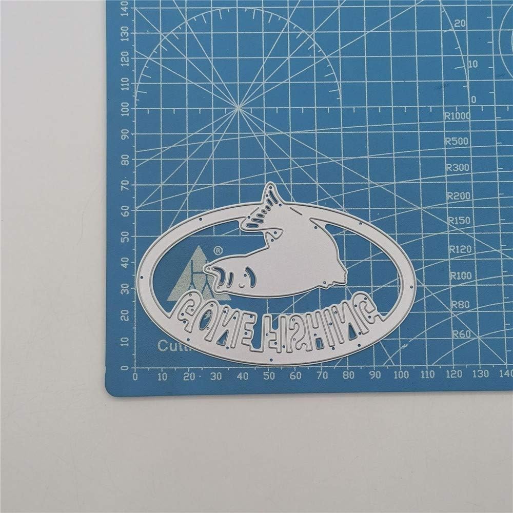 Metal Gone Fishing Words Cutting Dies, Two Fish Die Cuts Embossing Stencils Template Mould for Card Scrapbooking and DIY Craft