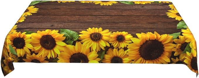 Worltoldb Sunflower Tablecloths Polyester Table Cloth for Kitchen Dinning Table Washable Table Cover for Parties Wedding Picnic Farmhouse