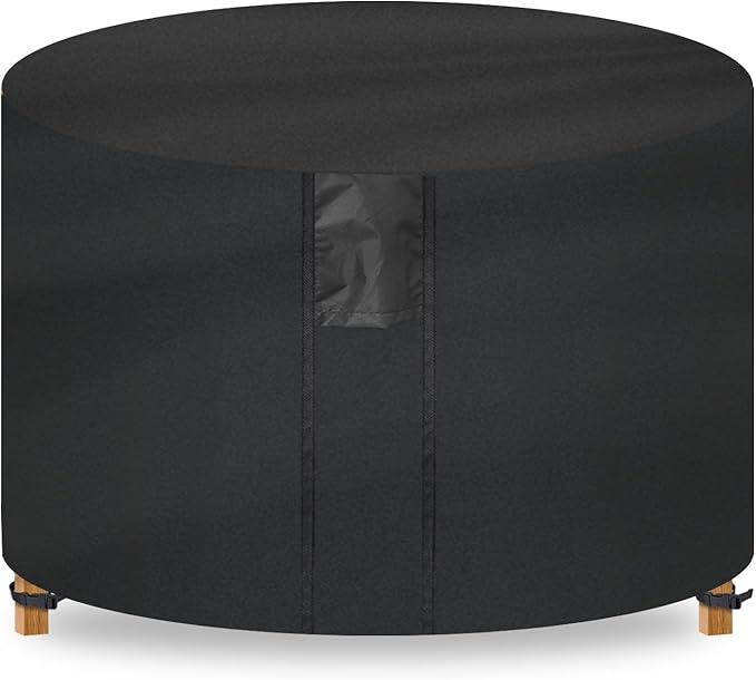 Fire Pit Cover Round- Waterproof Firepit Covers Round (44Dia x 24H inches, Black) Outdoor Fireplace Cover Weatherproof and Non Fading