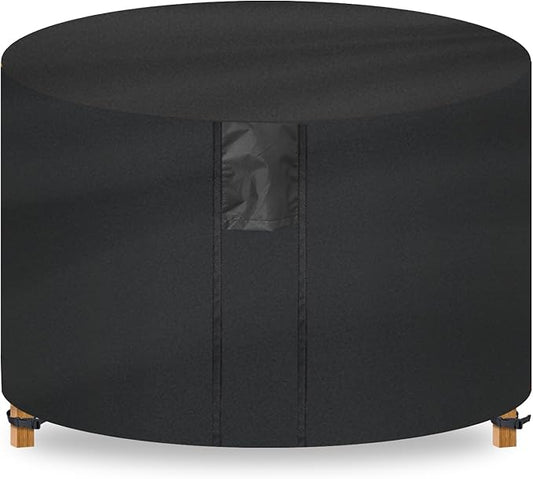 Fire Pit Cover Round- Waterproof Firepit Covers Round (44Dia x 24H inches, Black) Outdoor Fireplace Cover Weatherproof and Non Fading