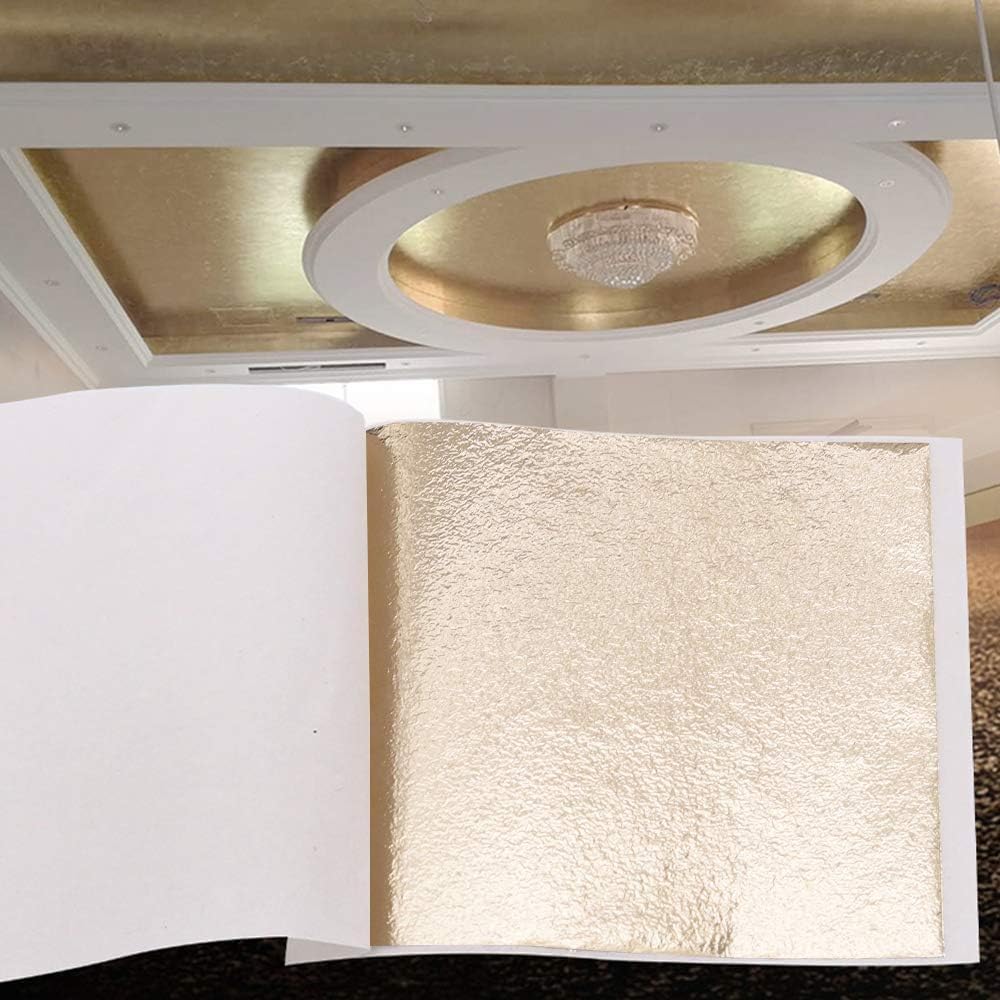 KINNO Gold Leaf Sheets, 600 Pieces Multipurpose 6 Colors Gilding Paper Leaf for Home, Wall, Frame, Ceiling, Furniture Decoration
